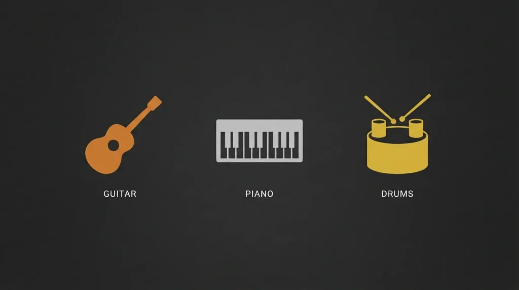 GUITAR, PIANO & DRUM PUNS