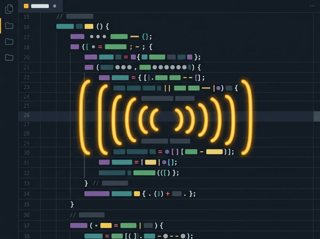 Illustration representing parentheses used in computer programming code