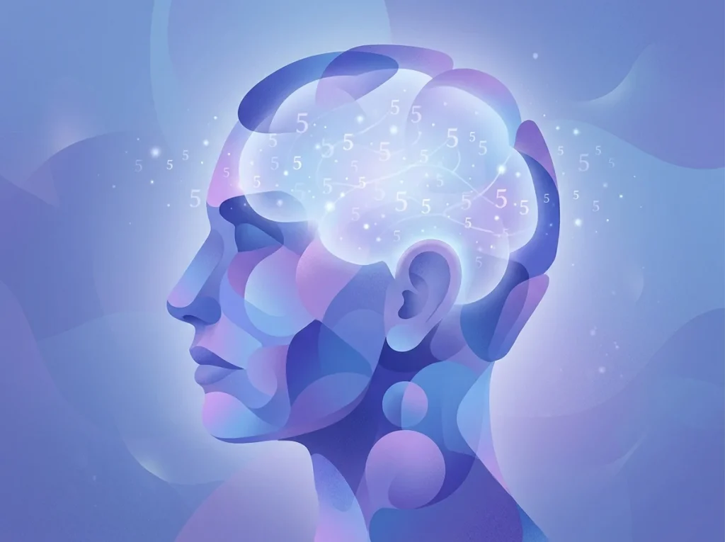 Illustration representing the psychology of noticing repeating numbers