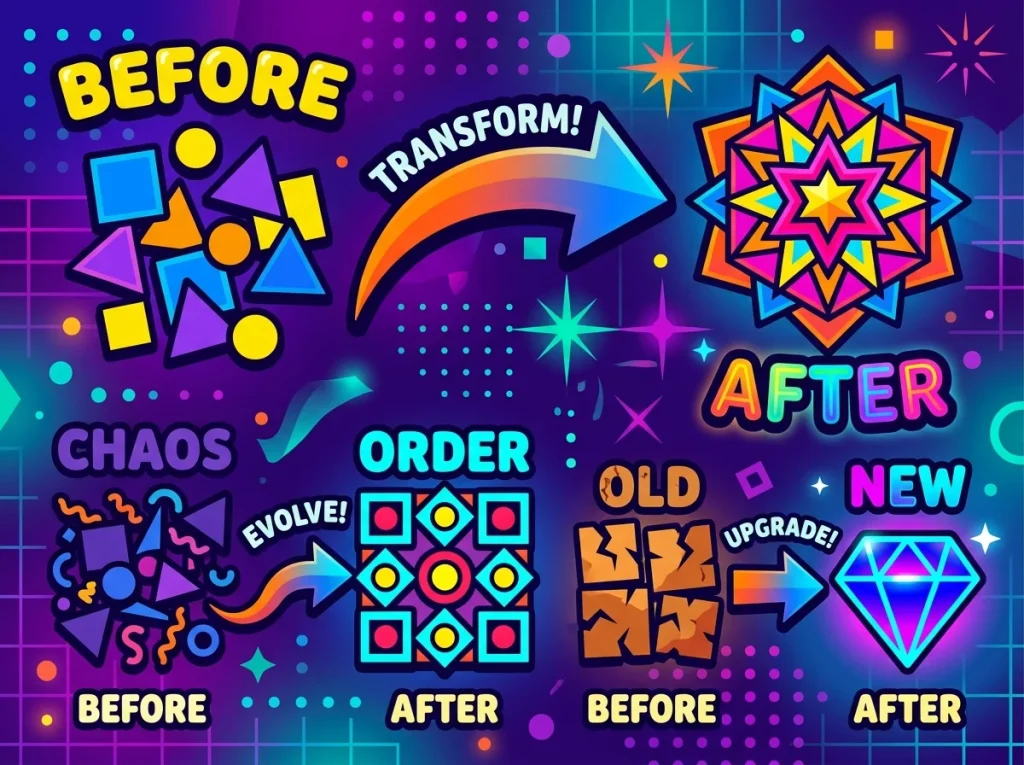 Illustration representing viral internet meme and transformation trend culture